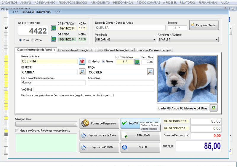 sistema veterinária agendamento